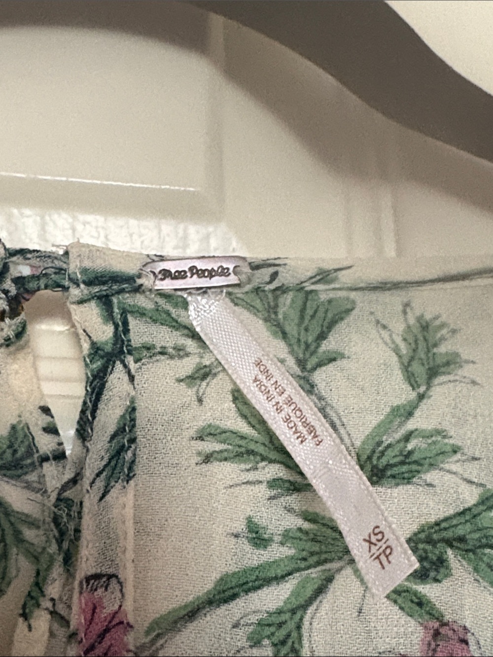 Free People Ruffle Me Up Babydoll Floral green & pink , size XS - Picture 4 of 8